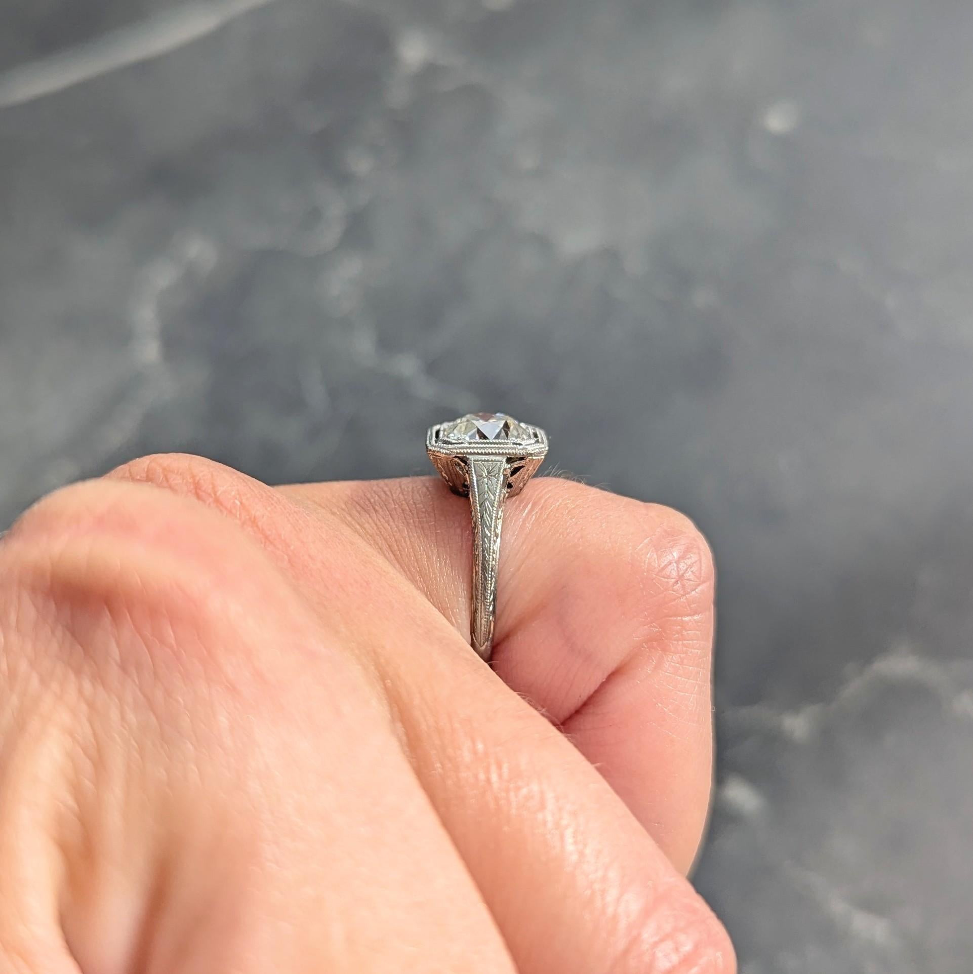 Anello di fidanzamento vintage in oro 18K con diamante 1,34 CTW Art of Vintage in vendita 8