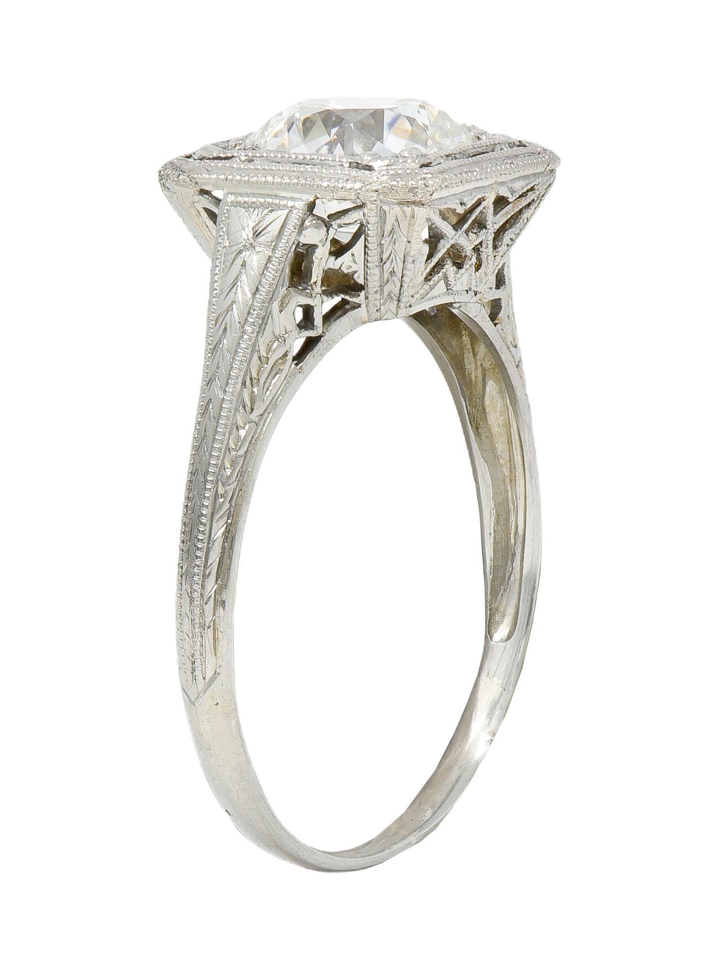 Anello di fidanzamento vintage in oro 18K con diamante 1,34 CTW Art of Vintage in vendita 1