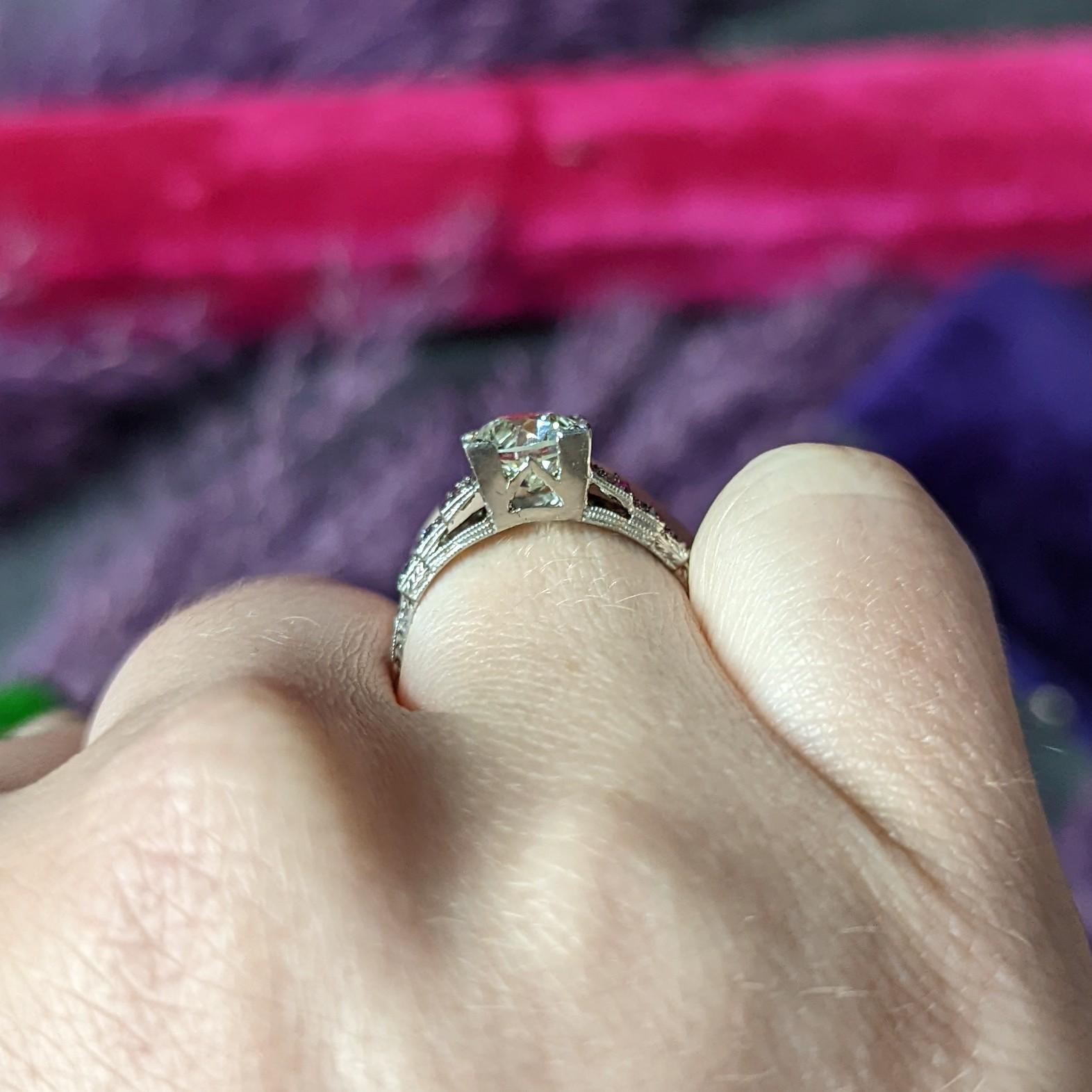 Art Deco Old European 1.82 Carats Diamond Platinum Stepped Engagement Ring GIA 9