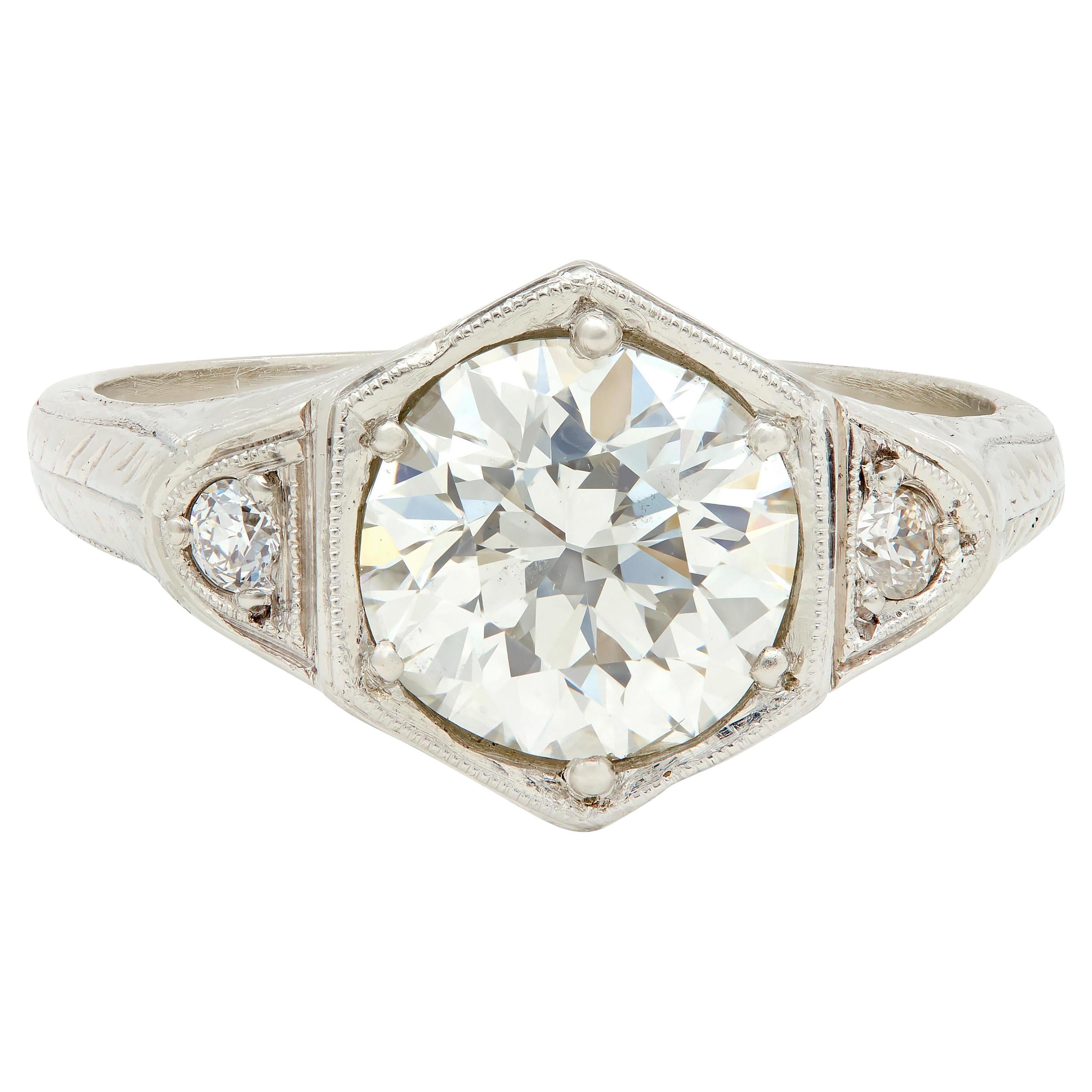 Anello di fidanzamento vintage Art of Vintage con diamante vecchio taglio europeo in oro 14 carati