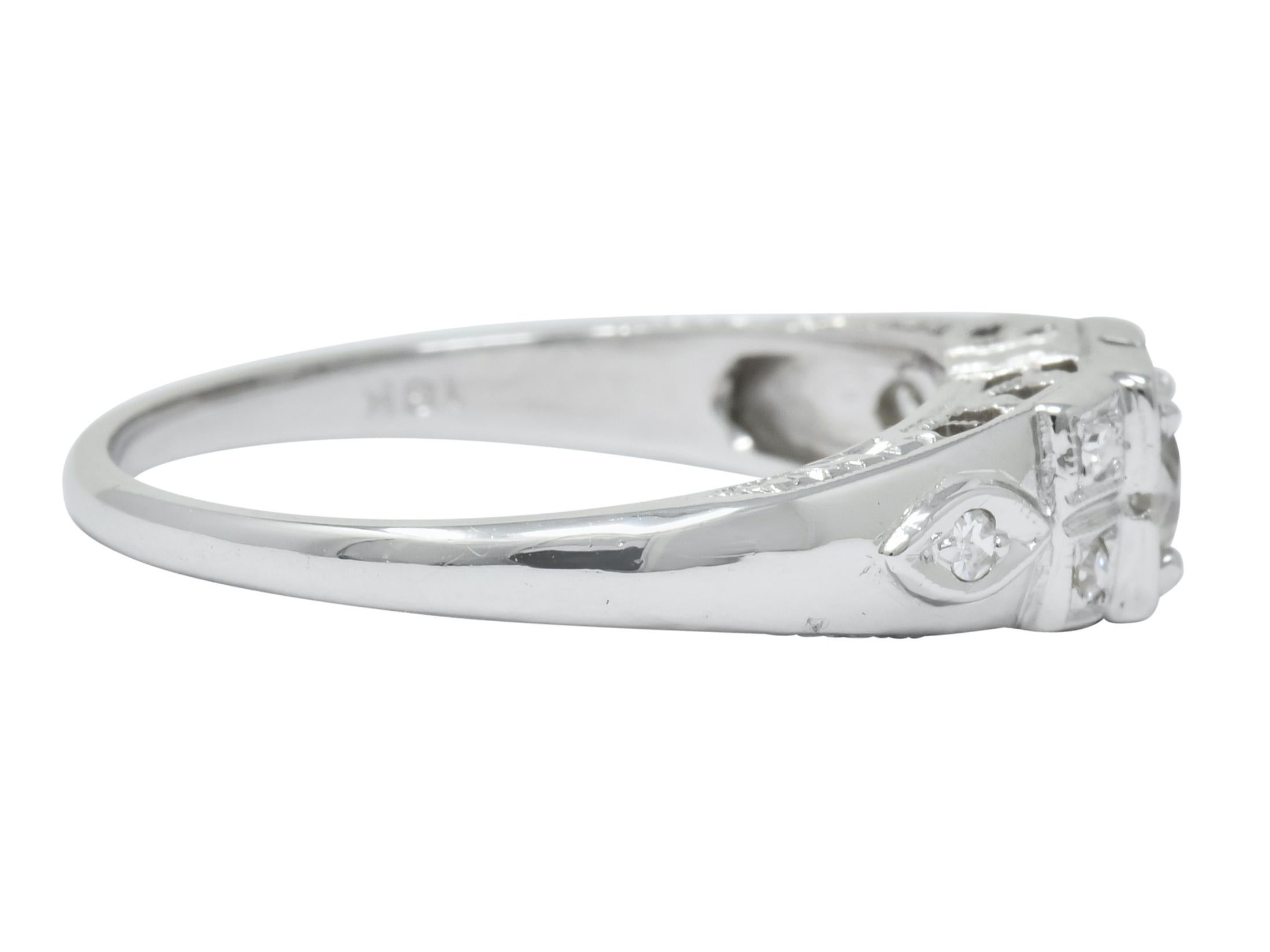 Art Deco Old European Cut Diamond 18 Karat Gold Engagement Ring In Excellent Condition In Philadelphia, PA