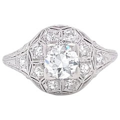 Art Deco Old European Cut Diamond 18 Karat Gold Ring