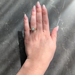 Art Deco Old European Cut Diamond 18K Gold Vintage Foliate Engagement Ring