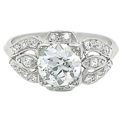 Art Deco Old European Cut Diamond Antique Engagement Ring in Platinum