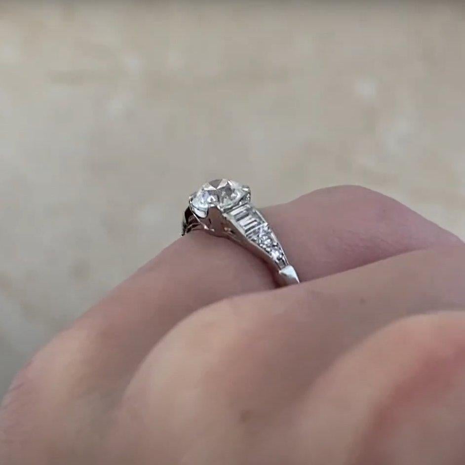 Women's Art Deco Old European Cut Diamond (Approx 0.50-Carats) Ring, Platinum, Circa 192 For Sale