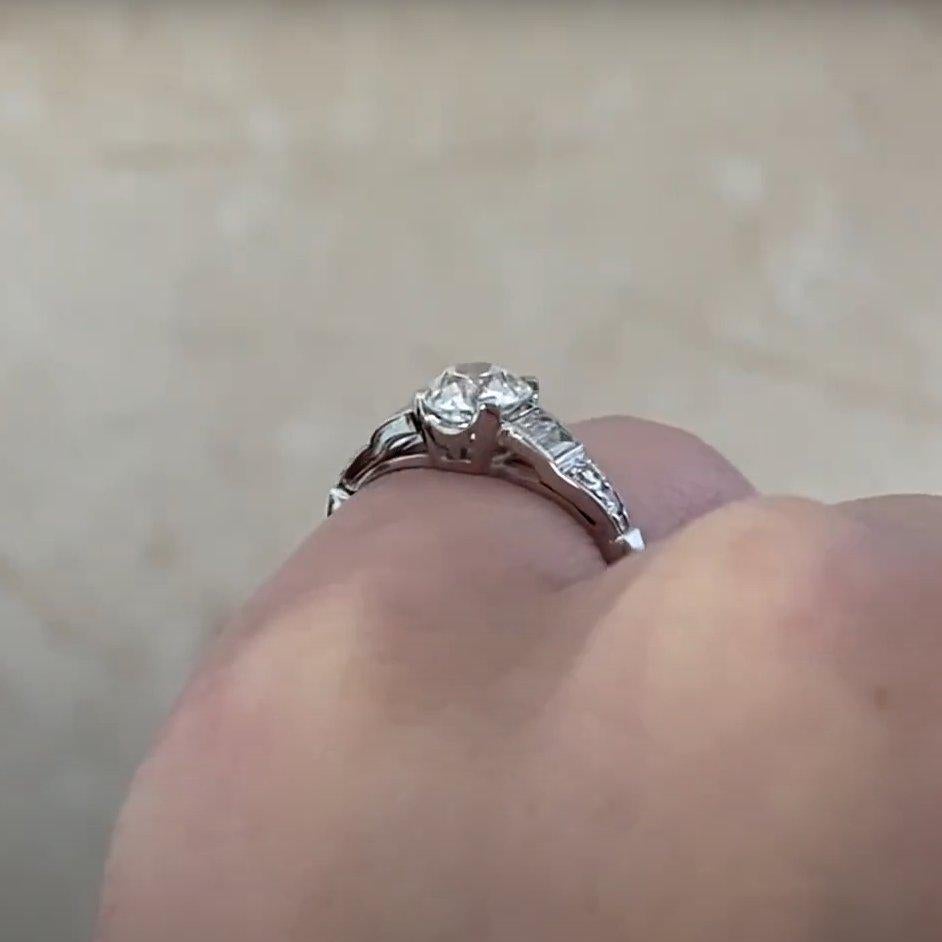 Art Deco Old European Cut Diamond (Approx 0.50-Carats) Ring, Platinum, Circa 192 For Sale 1