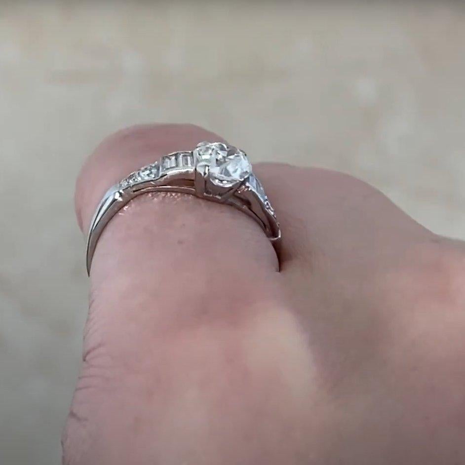 Art Deco Old European Cut Diamond (Approx 0.50-Carats) Ring, Platinum, Circa 192 For Sale 2