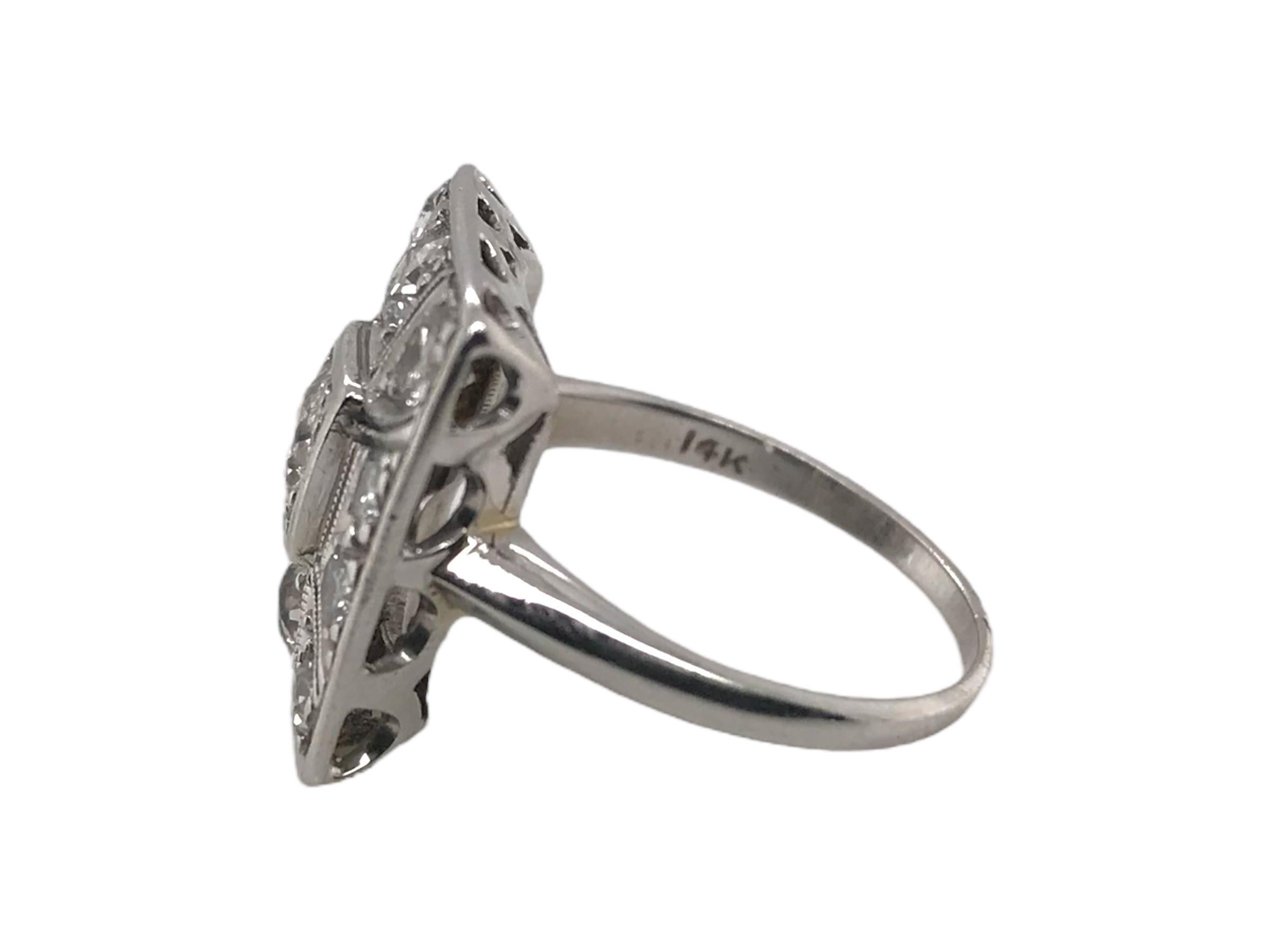 Donna Anello da cocktail con diamante antico taglio europeo Art Deco