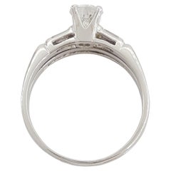 Late Art Deco Old European Cut Diamond Engagement and Wedding Band  Ring