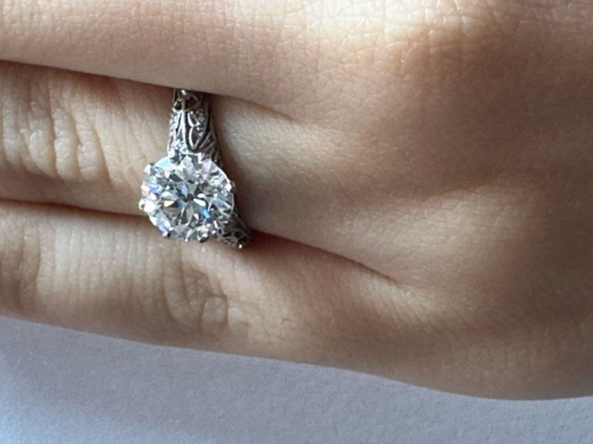 Art Deco Old European Cut Diamond Engagement Ring For Sale 7