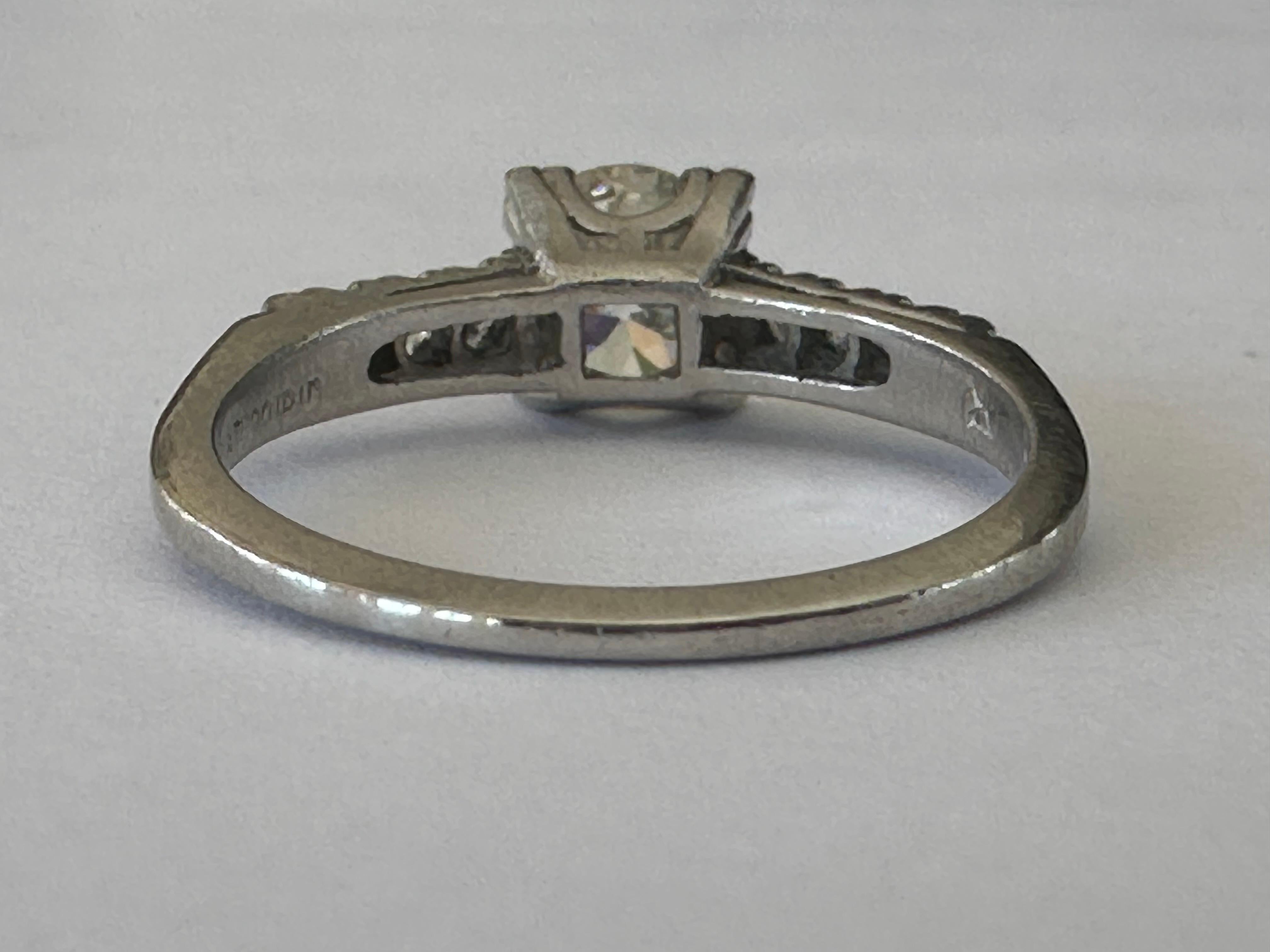 Taille vieille Europe Bague de fiançailles Art déco avec diamant taille européenne ancienne  en vente