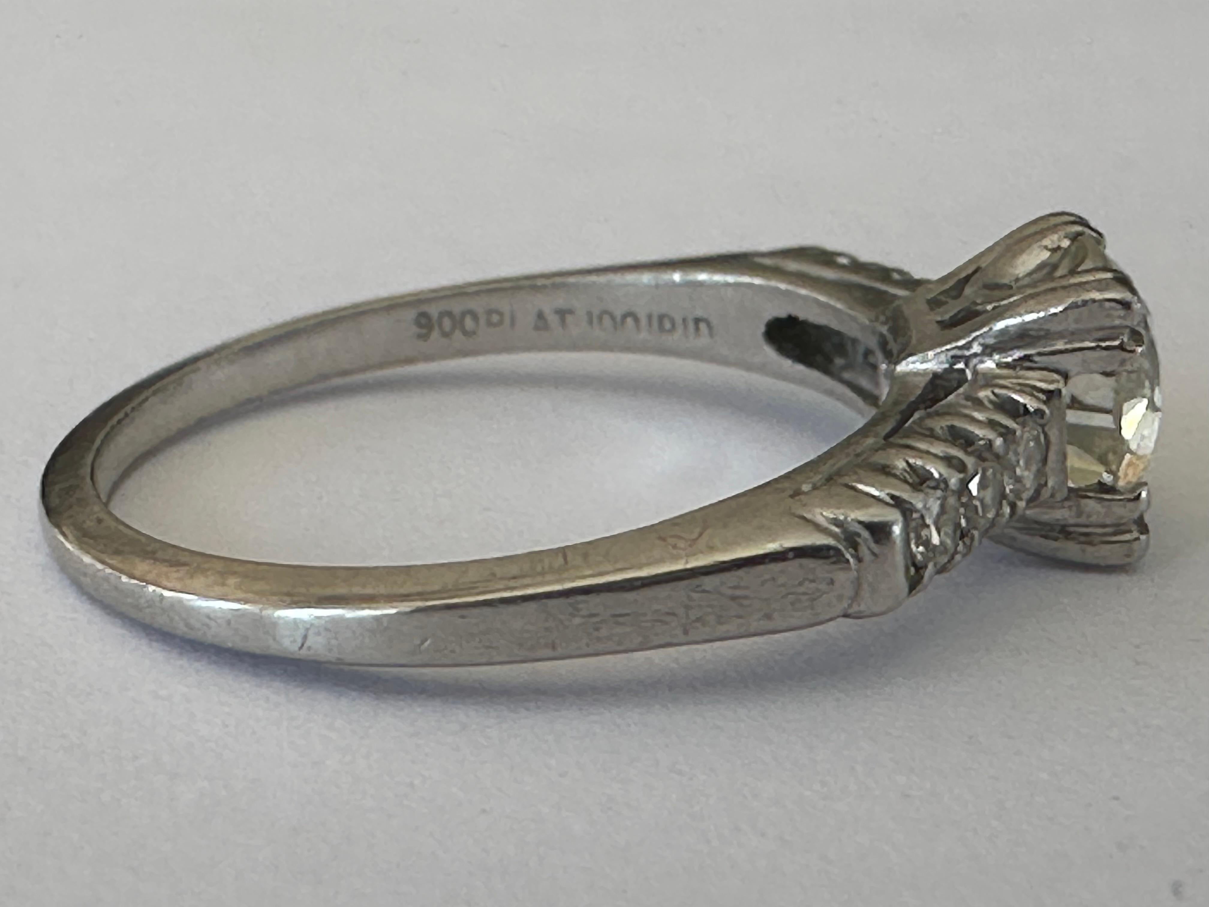 Women's Art Deco Old European Cut Diamond Engagement Ring  For Sale