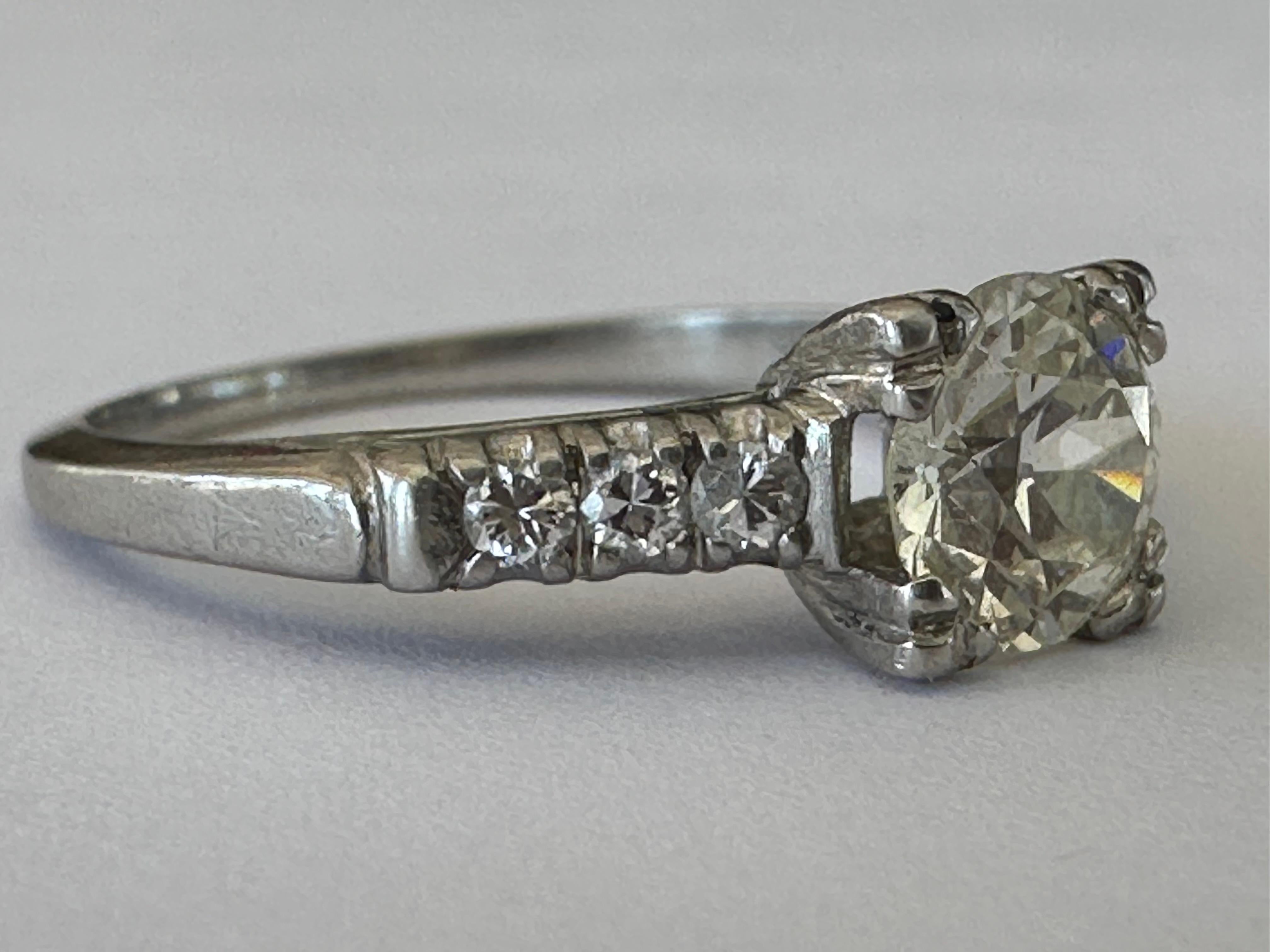 Art Deco Old European Cut Diamond Engagement Ring  For Sale 1