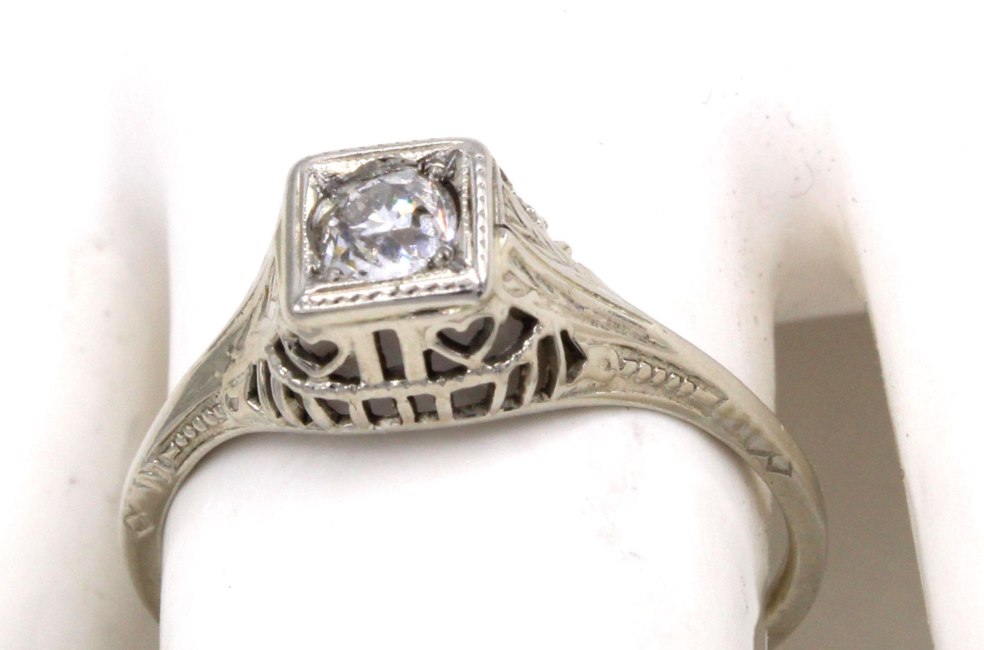 Art Deco Old European Cut Diamond Engagement Ring 1