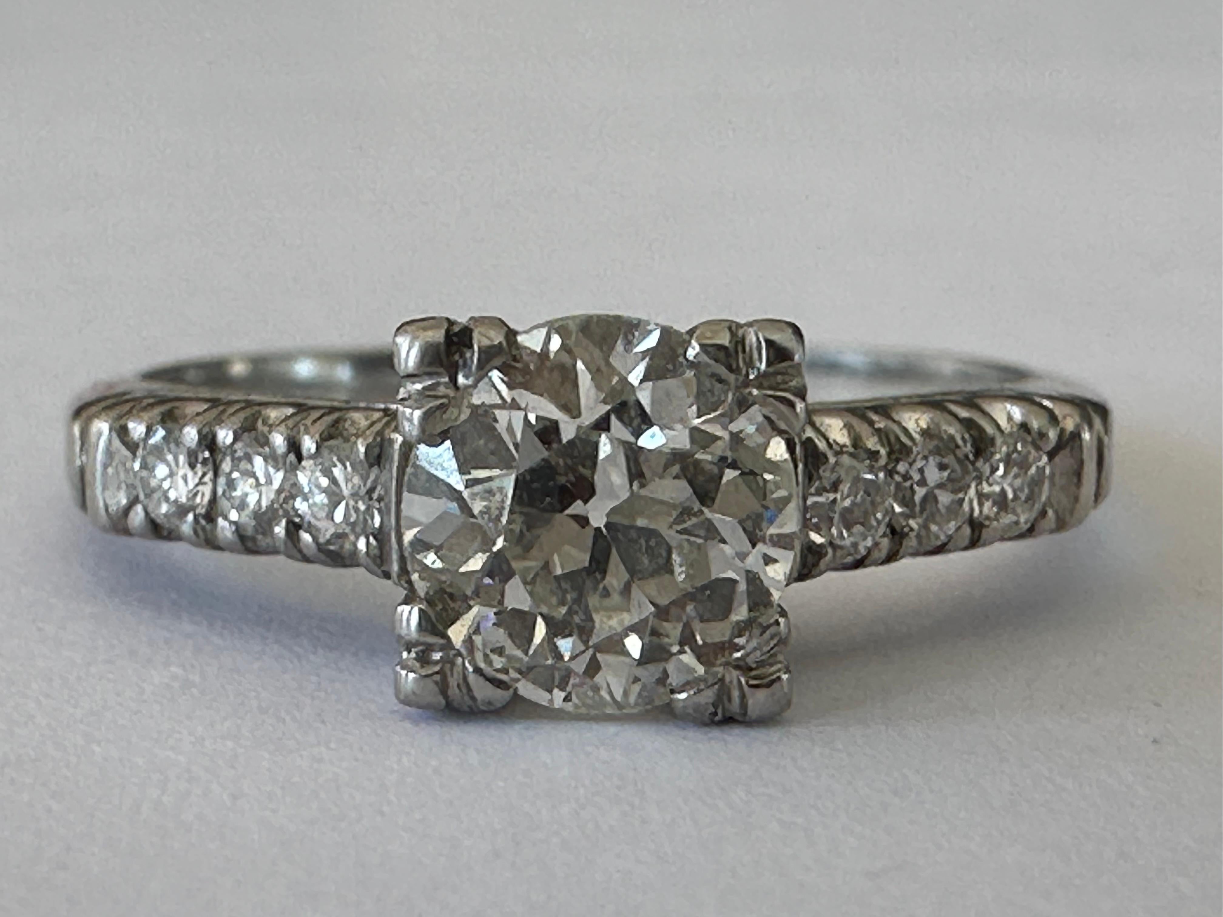 Art Deco Old European Cut Diamond Engagement Ring  For Sale 2