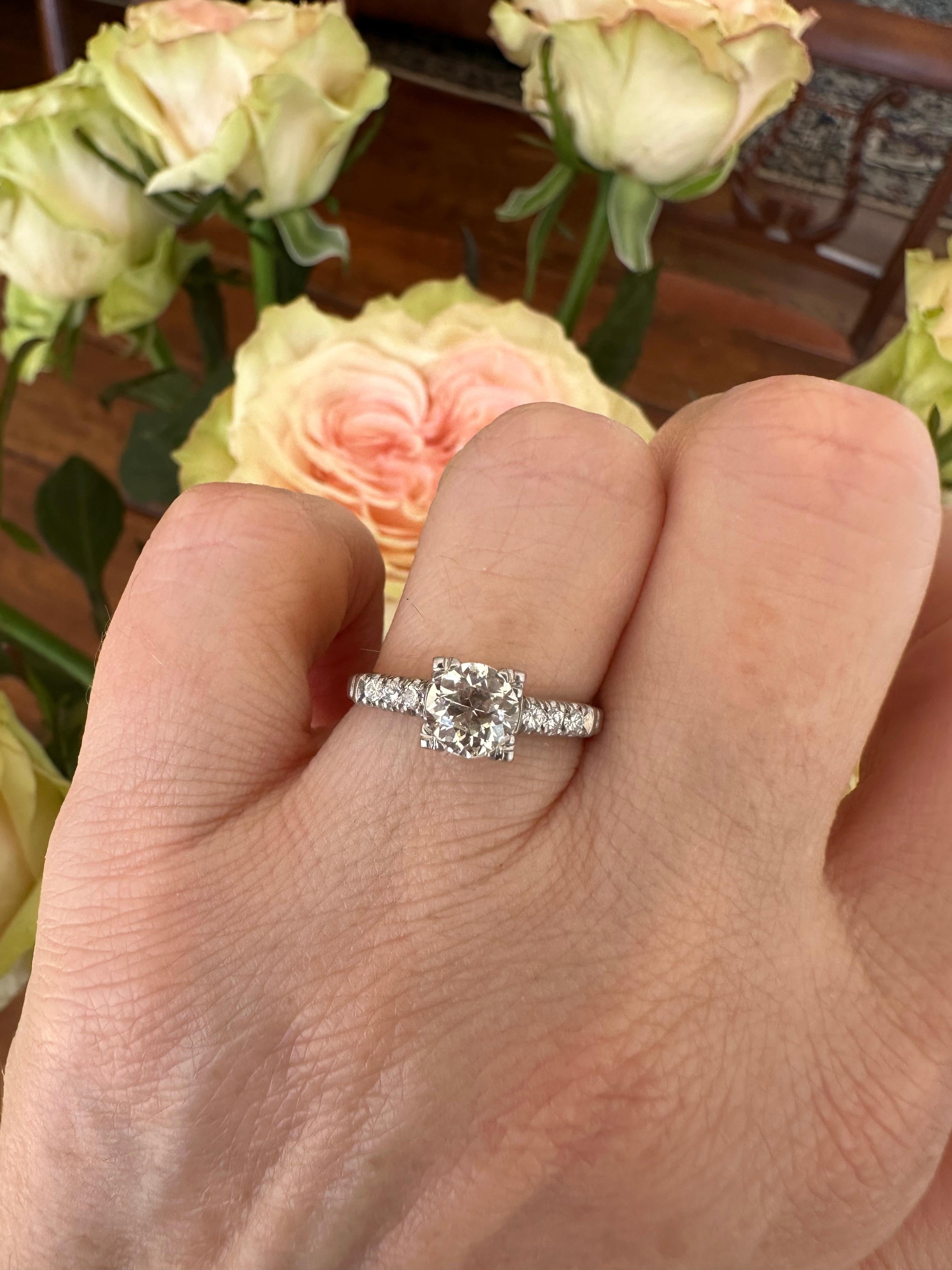 Art Deco Old European Cut Diamond Engagement Ring For Sale 4