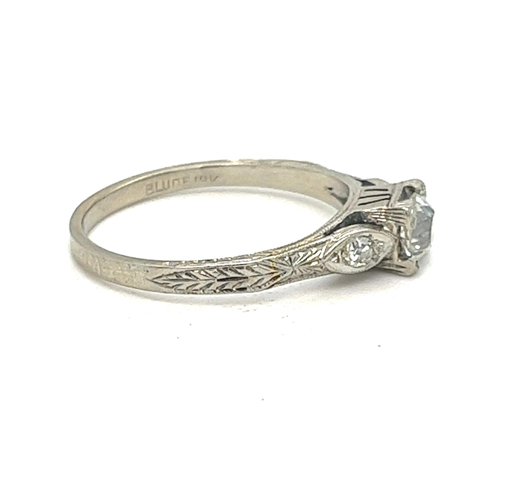 Verlobungsring mit Diamant im alteuropäischen Schliff im Art déco-Stil, 18 Karat. für Damen oder Herren im Angebot