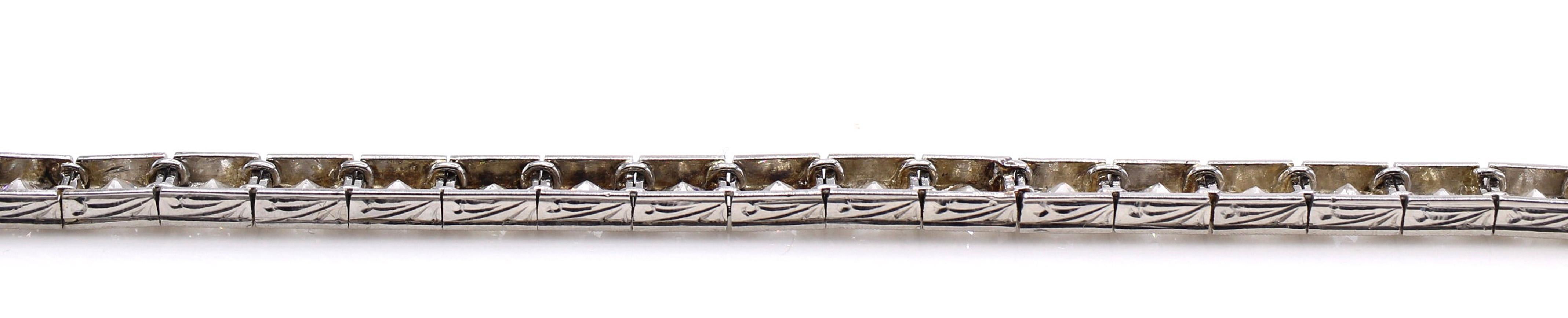 Art Deco Old European Cut Diamond Line Bracelet For Sale 2