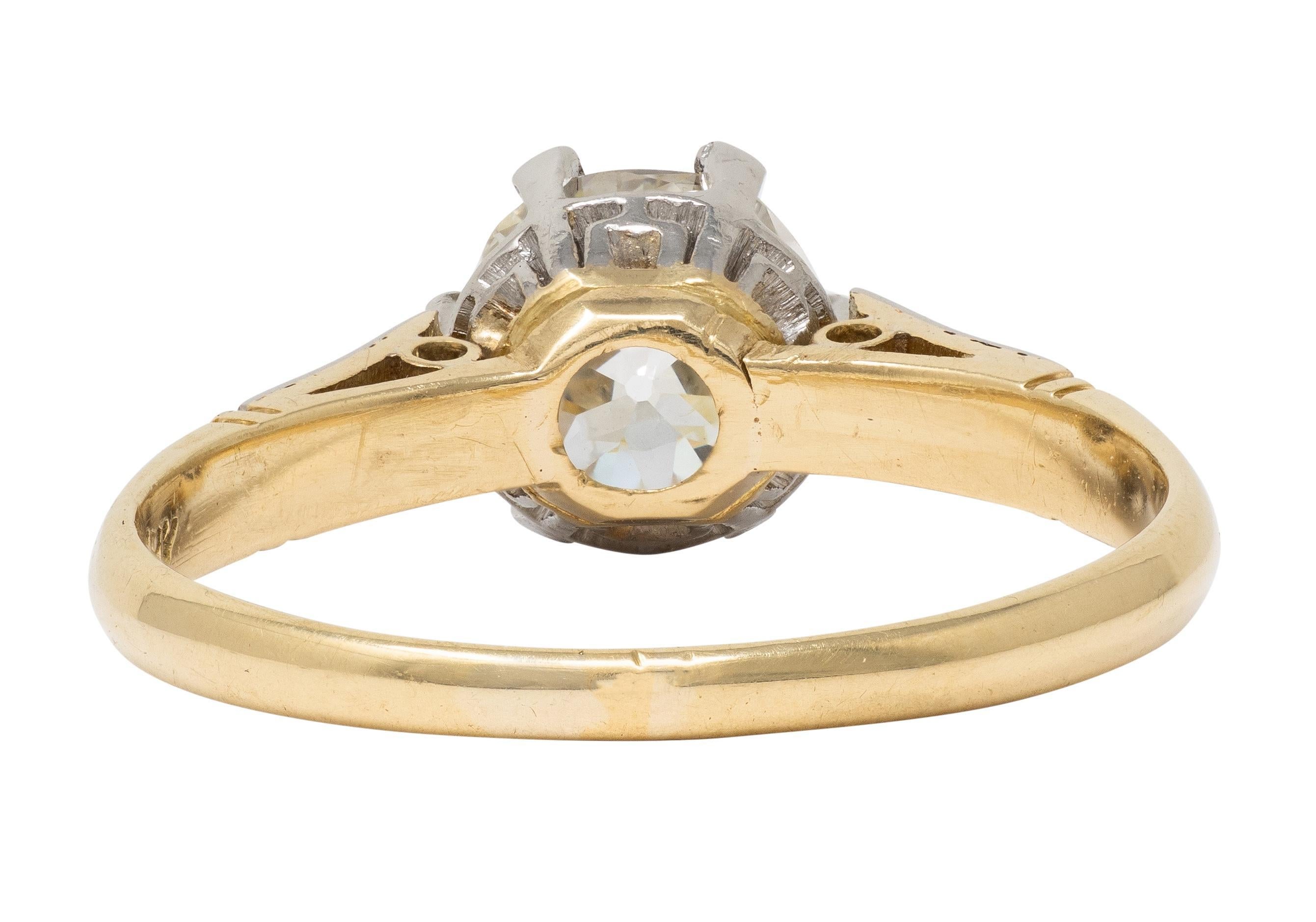 Anillo de compromiso Art Decó Antiguo Diamante talla europea Platino Oro 18K Antiguo en Excelente estado para la venta en Philadelphia, PA