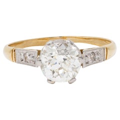Art Deco Old European Cut Diamond Platinum 18K Gold Antique Engagement Ring