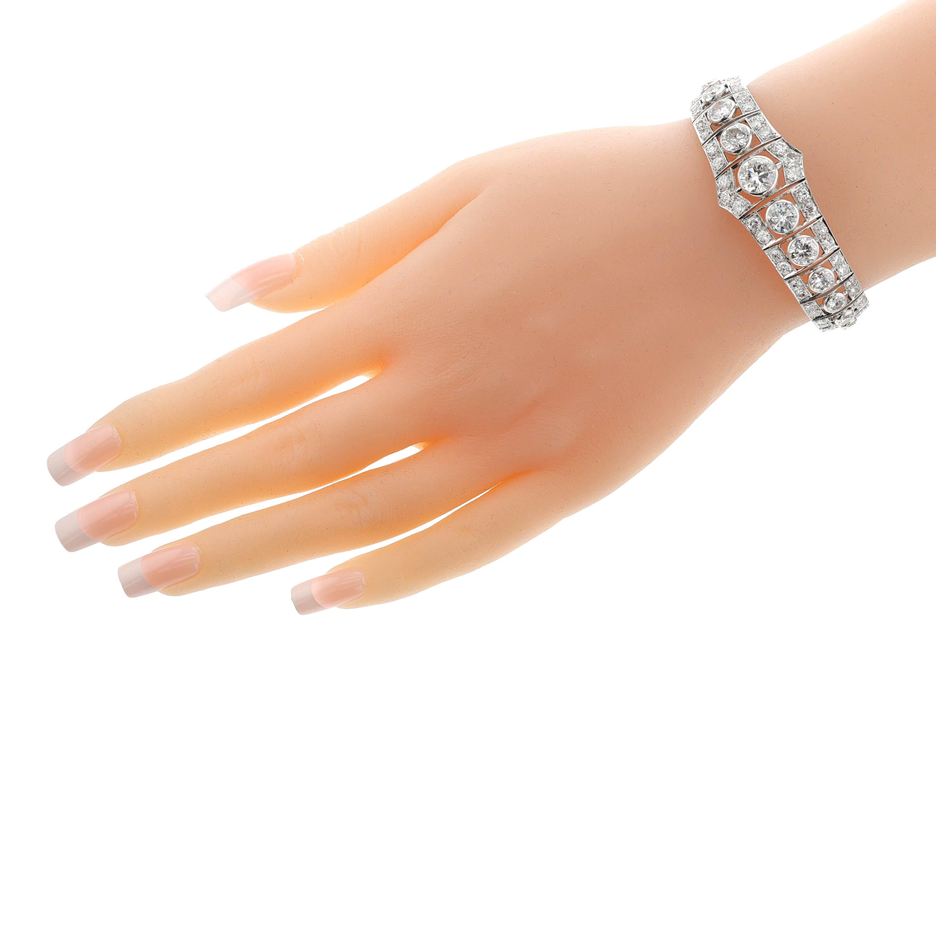 Mid-Century Old-European Cut Diamond Platinum Bracelet 5