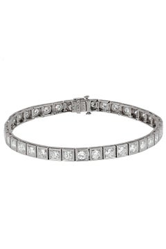Art Deco 6 carat Old European Cut Diamond Platinum Tennis Bracelet