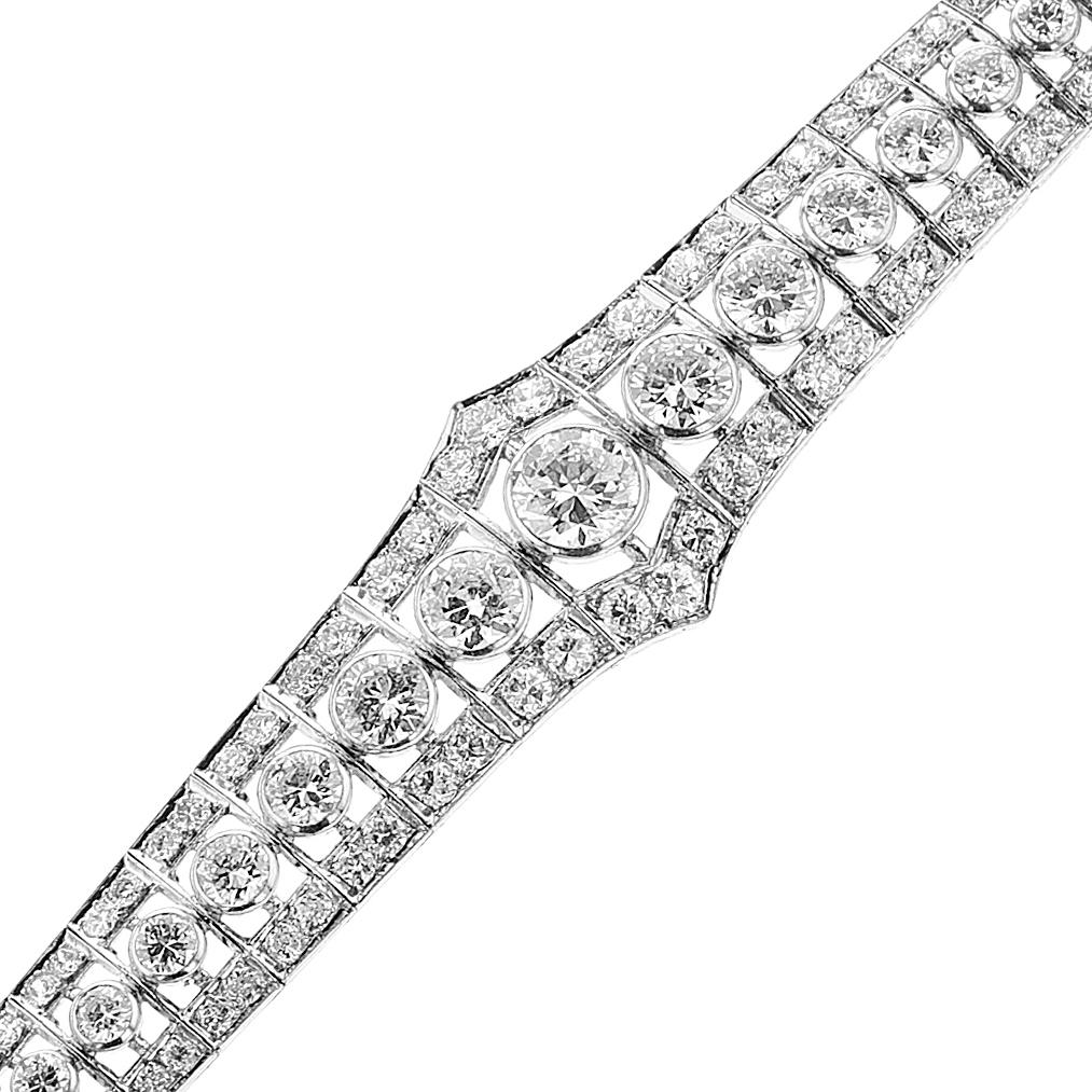 Mid-Century Old-European Cut Diamond Platinum Bracelet 3