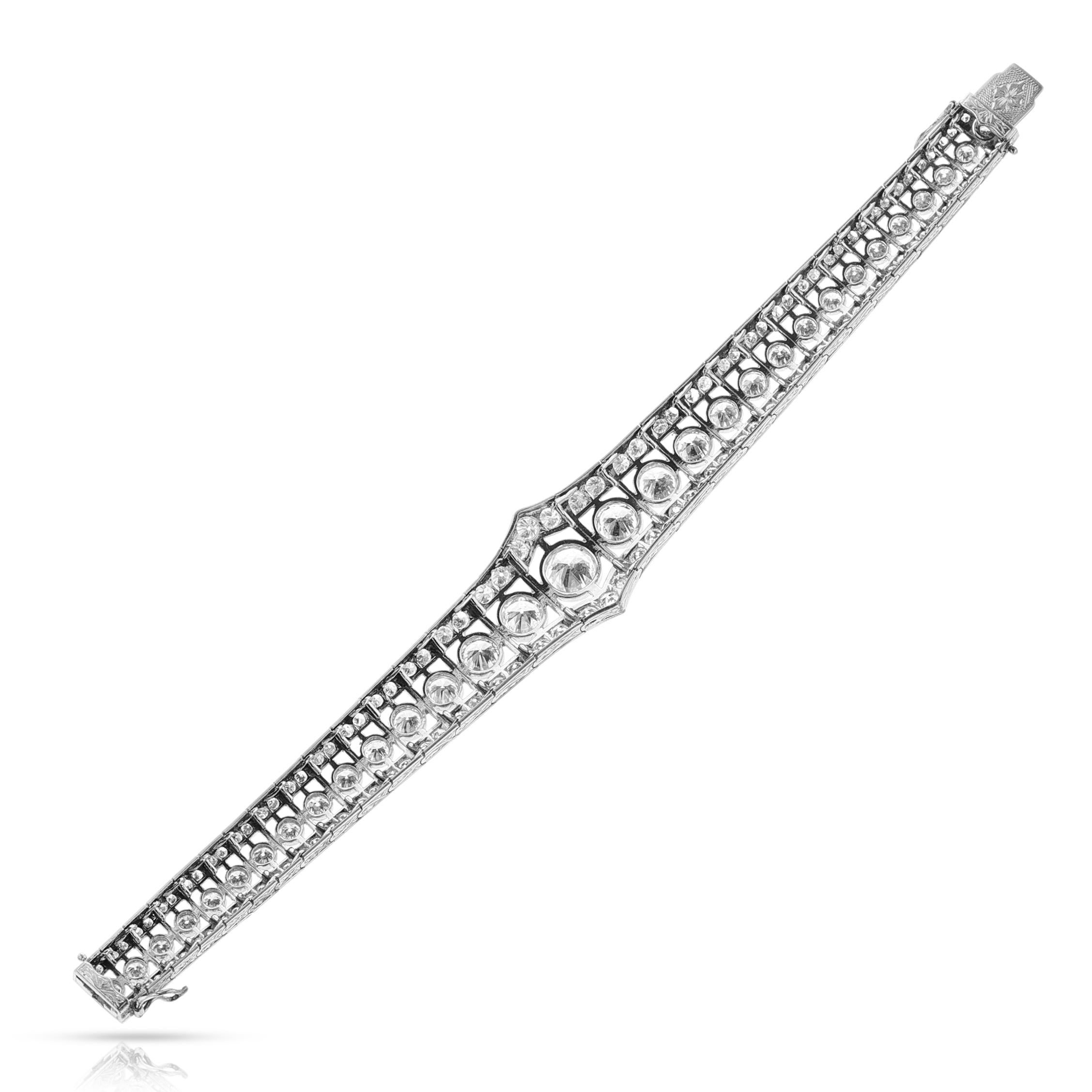 Mid-Century Old-European Cut Diamond Platinum Bracelet 4