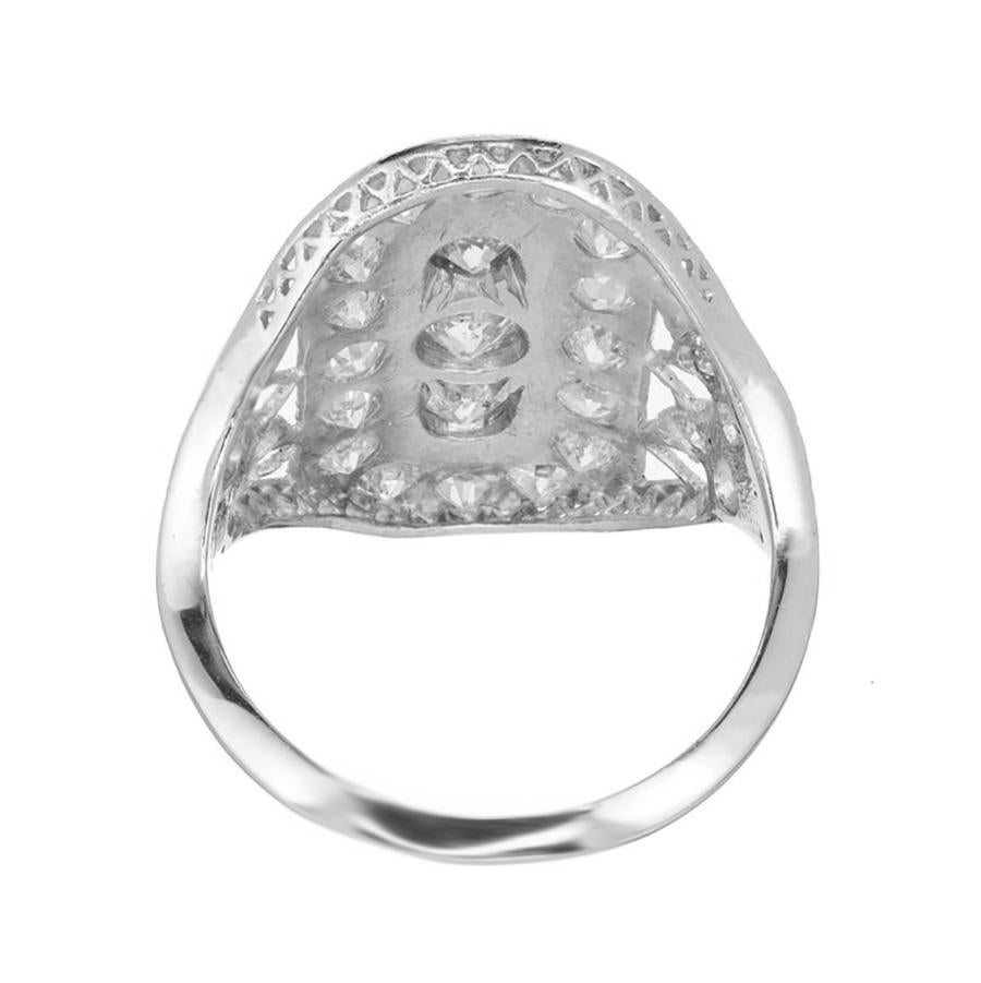 Platin-Cocktailring mit Diamant im alteuropäischen Schliff im Art déco-Stil im Zustand „Gut“ im Angebot in Stamford, CT