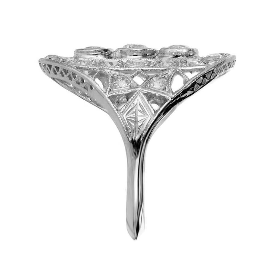 Platin-Cocktailring mit Diamant im alteuropäischen Schliff im Art déco-Stil Damen im Angebot