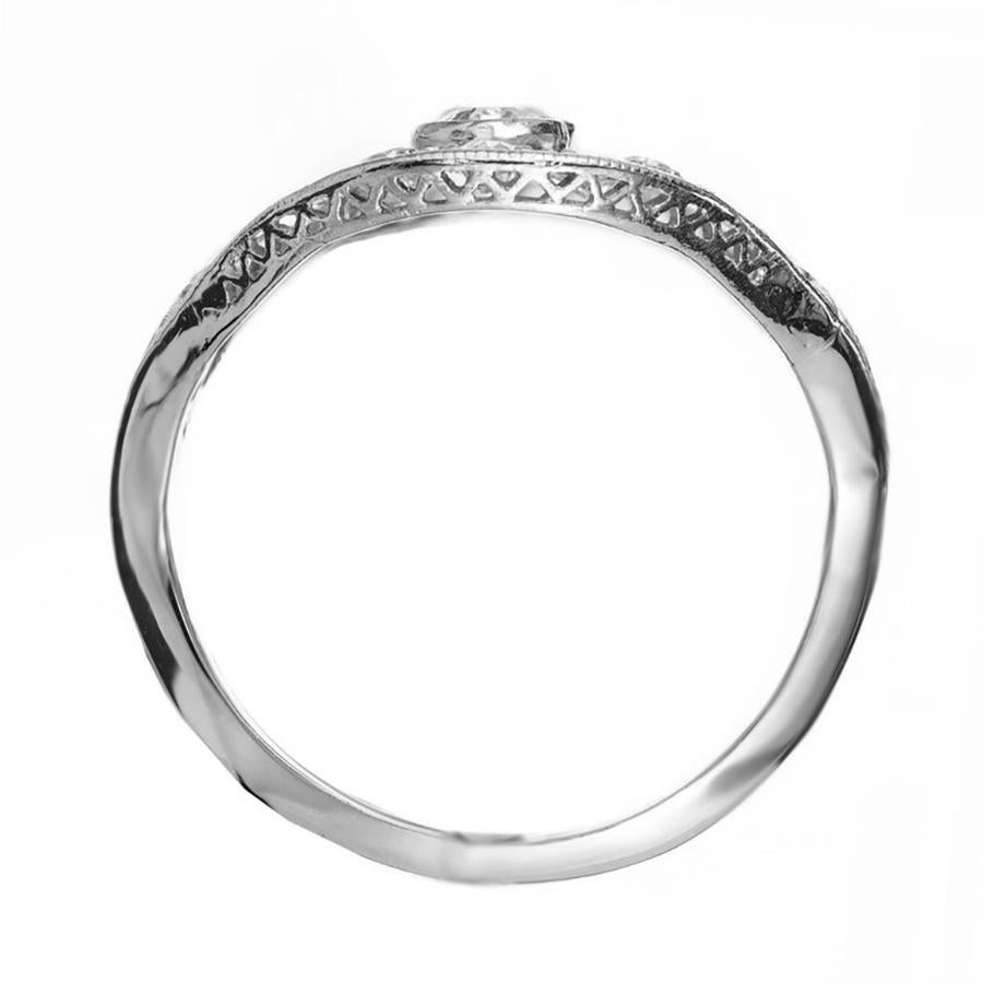Platin-Cocktailring mit Diamant im alteuropäischen Schliff im Art déco-Stil im Angebot 1