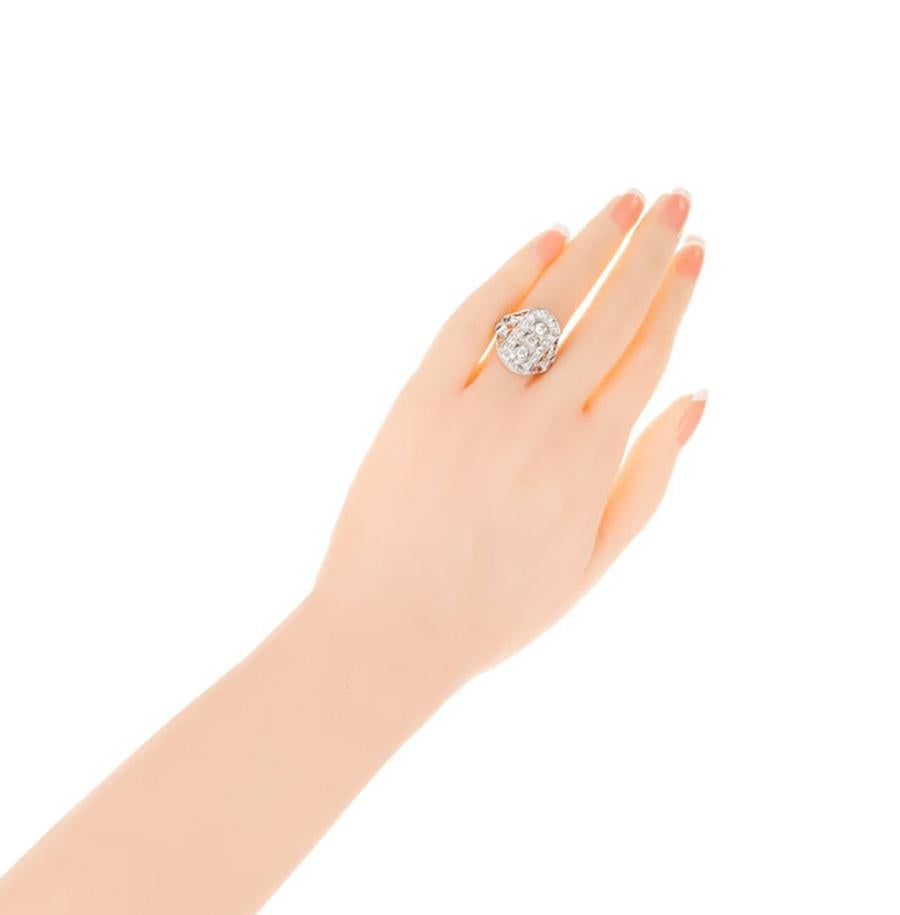 Platin-Cocktailring mit Diamant im alteuropäischen Schliff im Art déco-Stil im Angebot 2