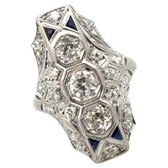 Art Deco Old European Cut Diamond Platinum Cocktail Ring