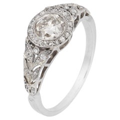 Art Deco old European cut diamond platinum diamond ring