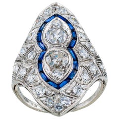 Art Deco Old European Cut Diamond Platinum Dinner Ring