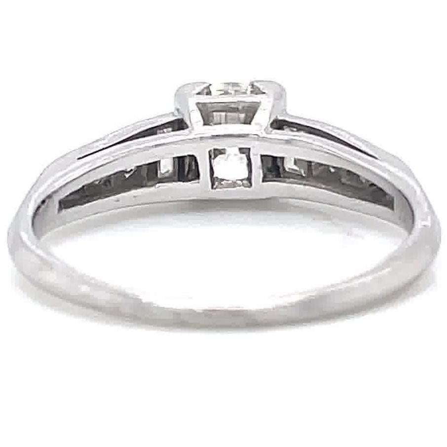 Art Deco Old European Cut Diamond Platinum Engagement Ring 1