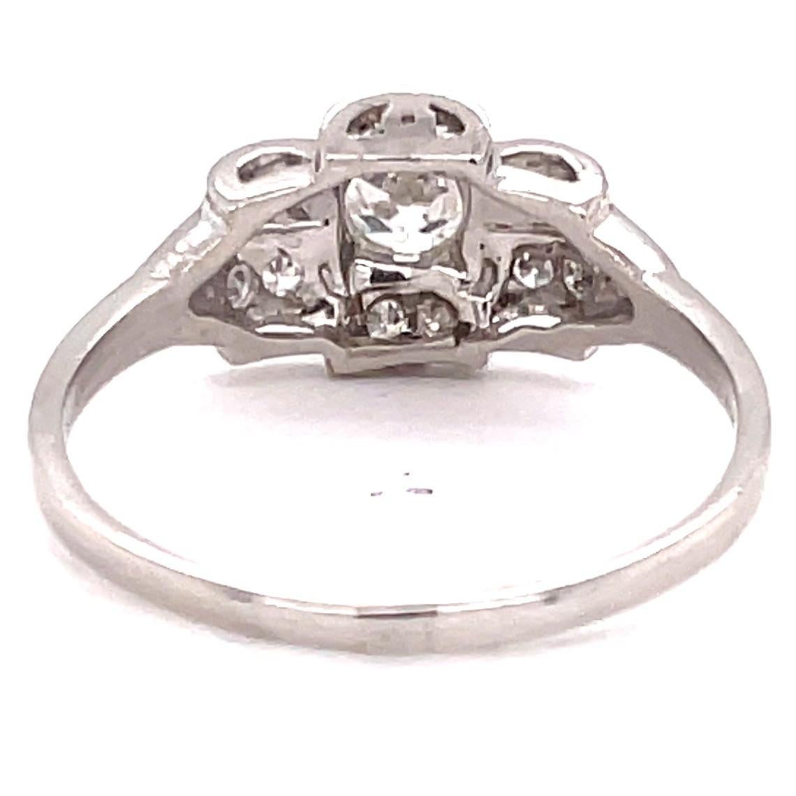 Art Deco Old European Cut Diamond Platinum Engagement Ring 1