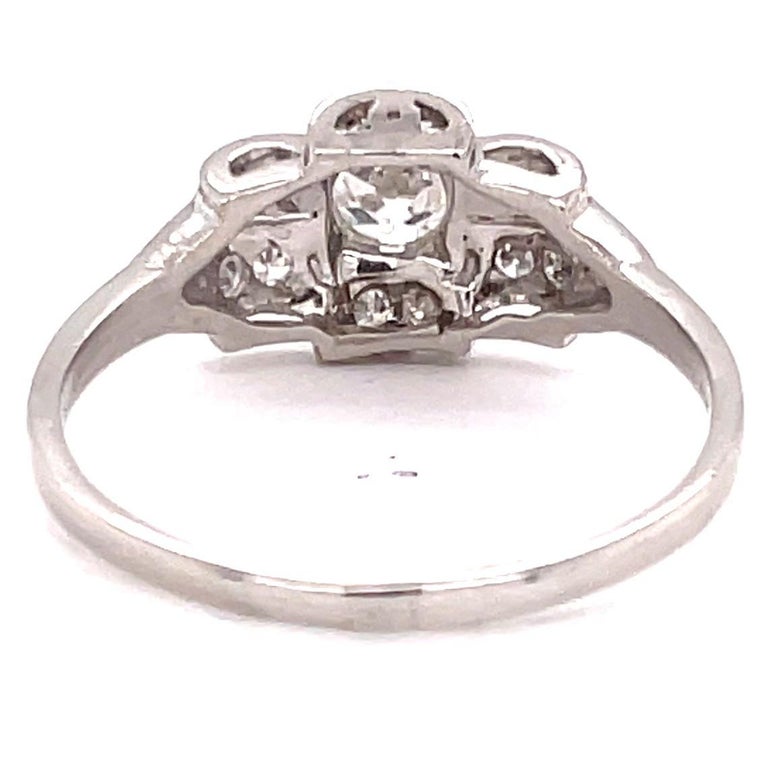 Art Deco Old European Cut Diamond Platinum Engagement Ring For Sale at ...