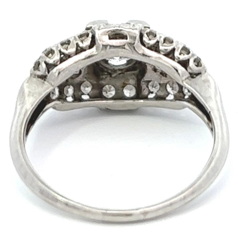 Art Deco Old European Cut Diamond Platinum Engagement Ring 2
