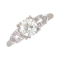 Art Deco Old European Cut Diamond Platinum Engagement Ring