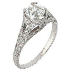 Art Deco old European cut diamond platinum engagement ring