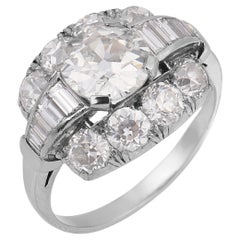 Art Deco old European cut diamond platinum engagement ring