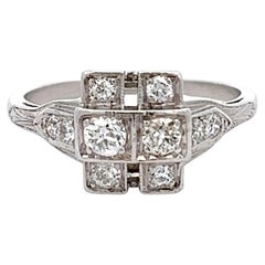 Art Deco Old European Cut Diamond Platinum Ring