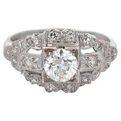 Art Deco Old European Cut Diamond Platinum Ring