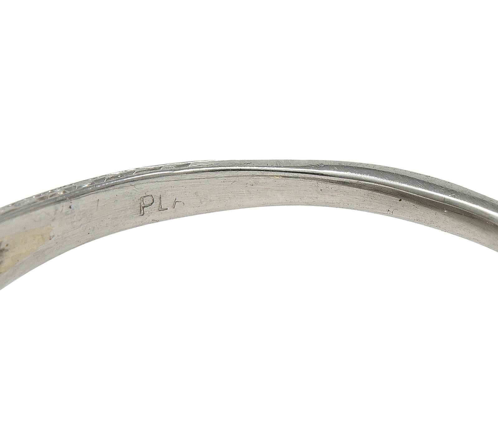 Art Deco Old European Cut Diamant Platin Vintage Bombé Weizen Verlobungsring im Angebot 2