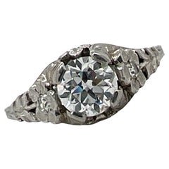 Art Deco Old European Cut Diamond Platinum Antique Engagement Ring