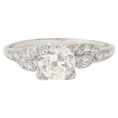 Art Deco Old European Cut Diamond Platinum Vintage Geometric Engagement Ring