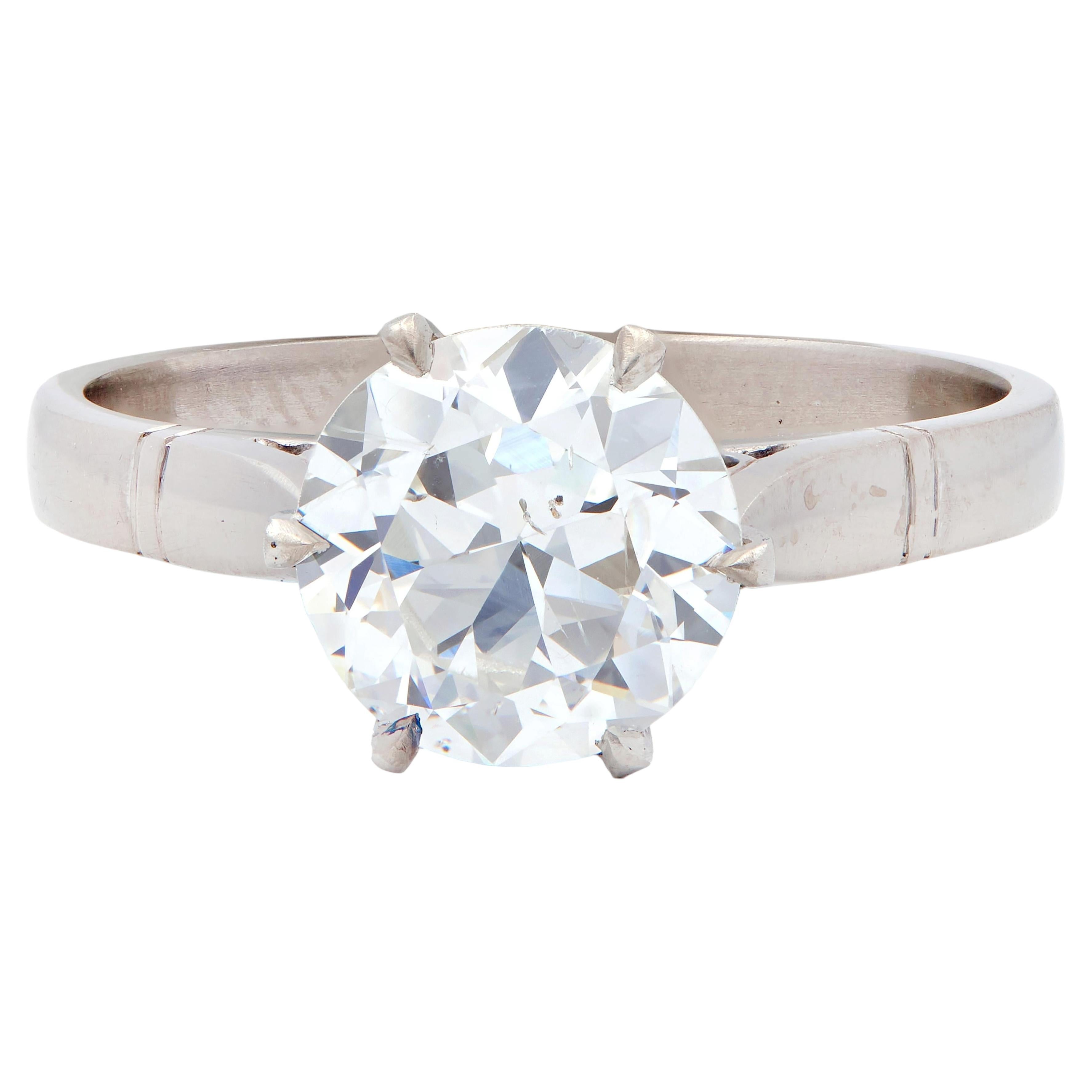 Art Deco Old European Cut Diamond Platinum Vintage Solitaire Engagement GIA
