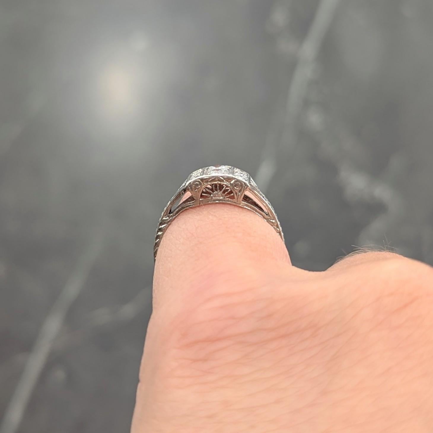 Art Deco Old European Cut Diamond Platinum Vintage Wheat Cluster Dinner Ring For Sale 4