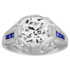 Art Deco Old European-Cut Diamond Ring, 2.03 Carats